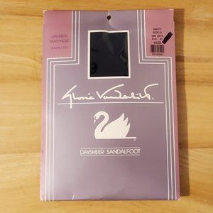 Gloria Vanderbilt Navy Daysheer Sandalfoot Pantyhose NIP--size D